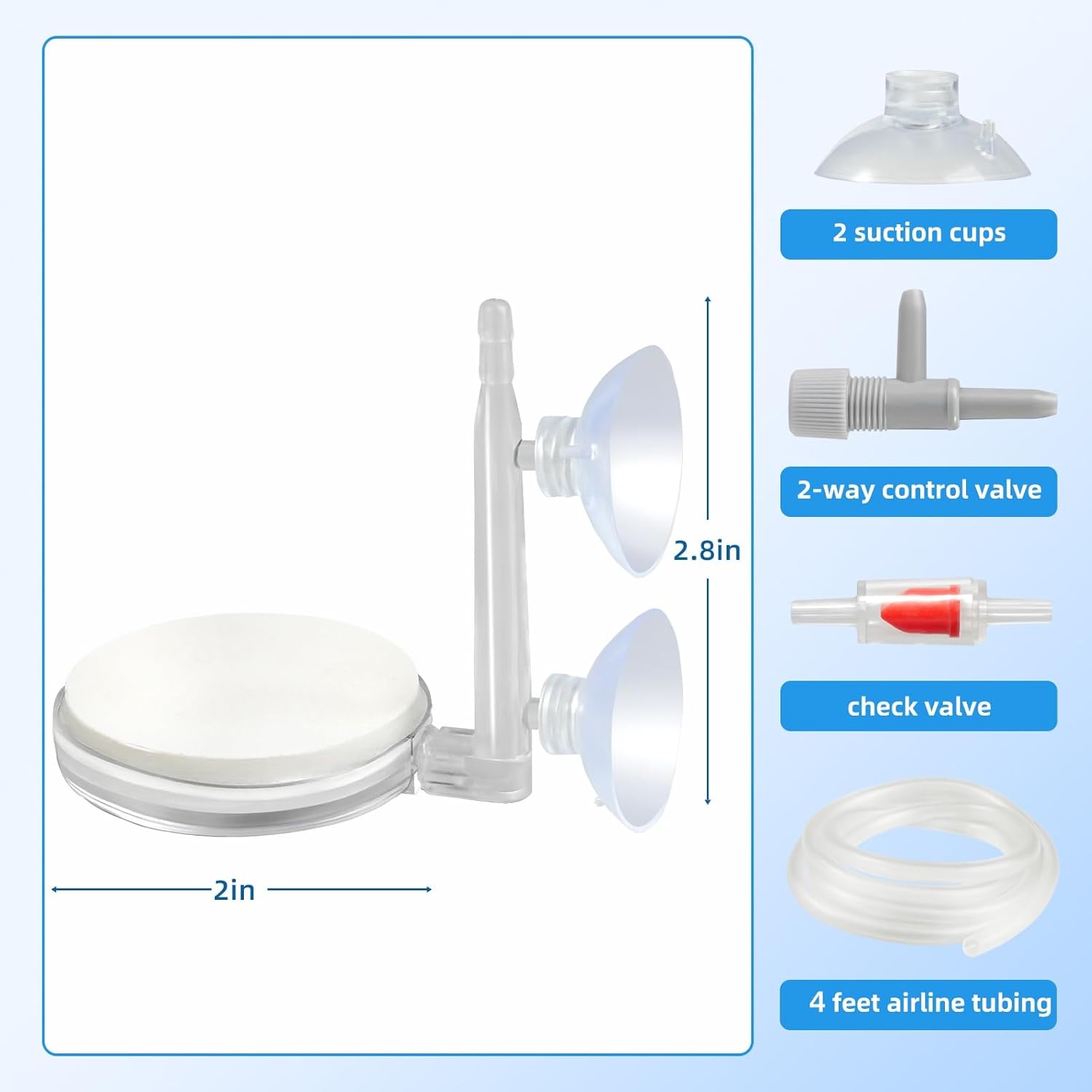 AQUANEAT Aquarium Air Stone Disc, 2 Inch Nano Bubble Stone Kit Quiet Dissolved Oxygen Diffuser with Accessories tubing and valves for Small Fish Tank