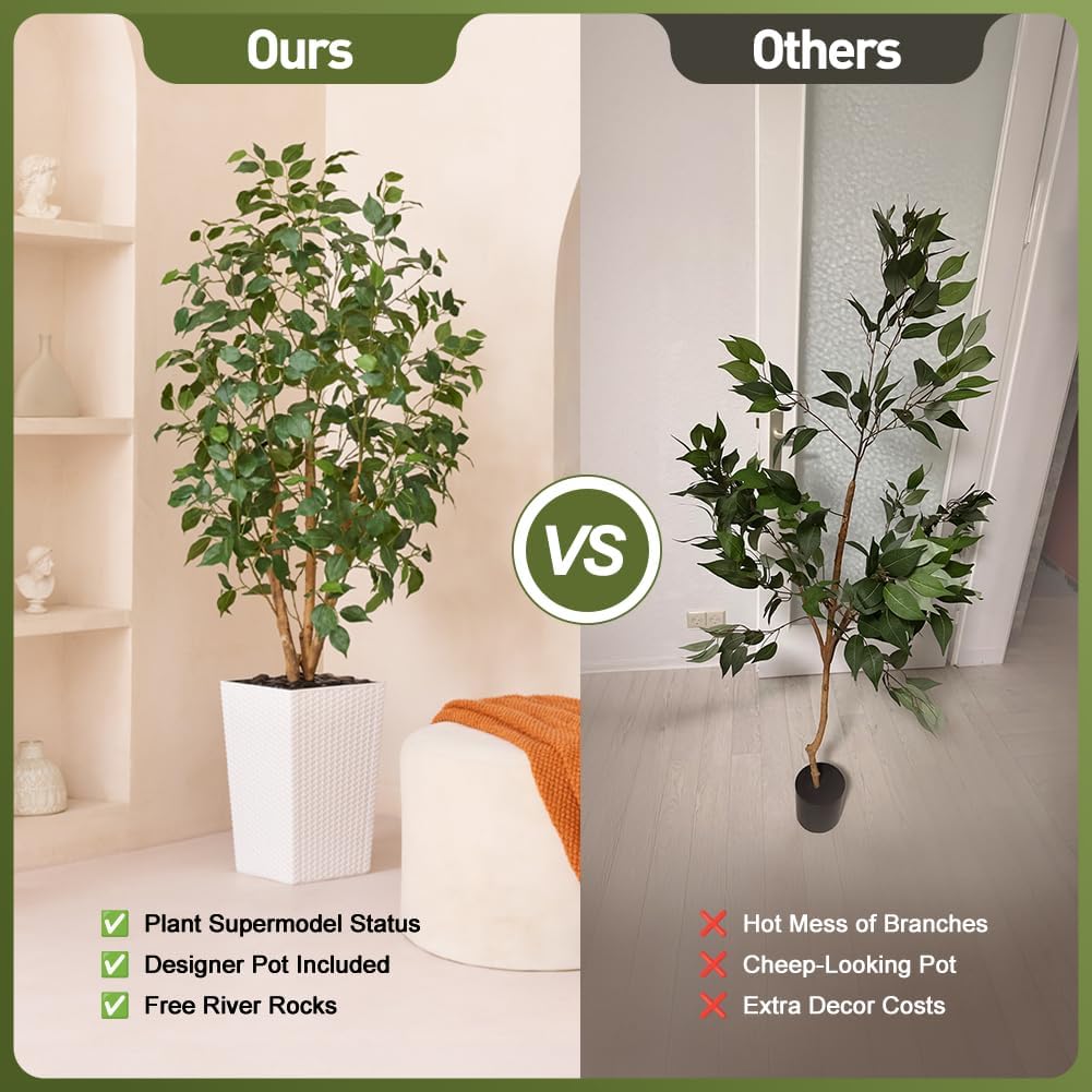 Artificial Olive Tree 5ft, Tall Fake Tree for Indoor & Outdoor Decor with Black Pot & Pebbles, UV Resistant Silk Leaves, Realistic Faux Potted Plant for Living Room,Office,Home Decor,VN137