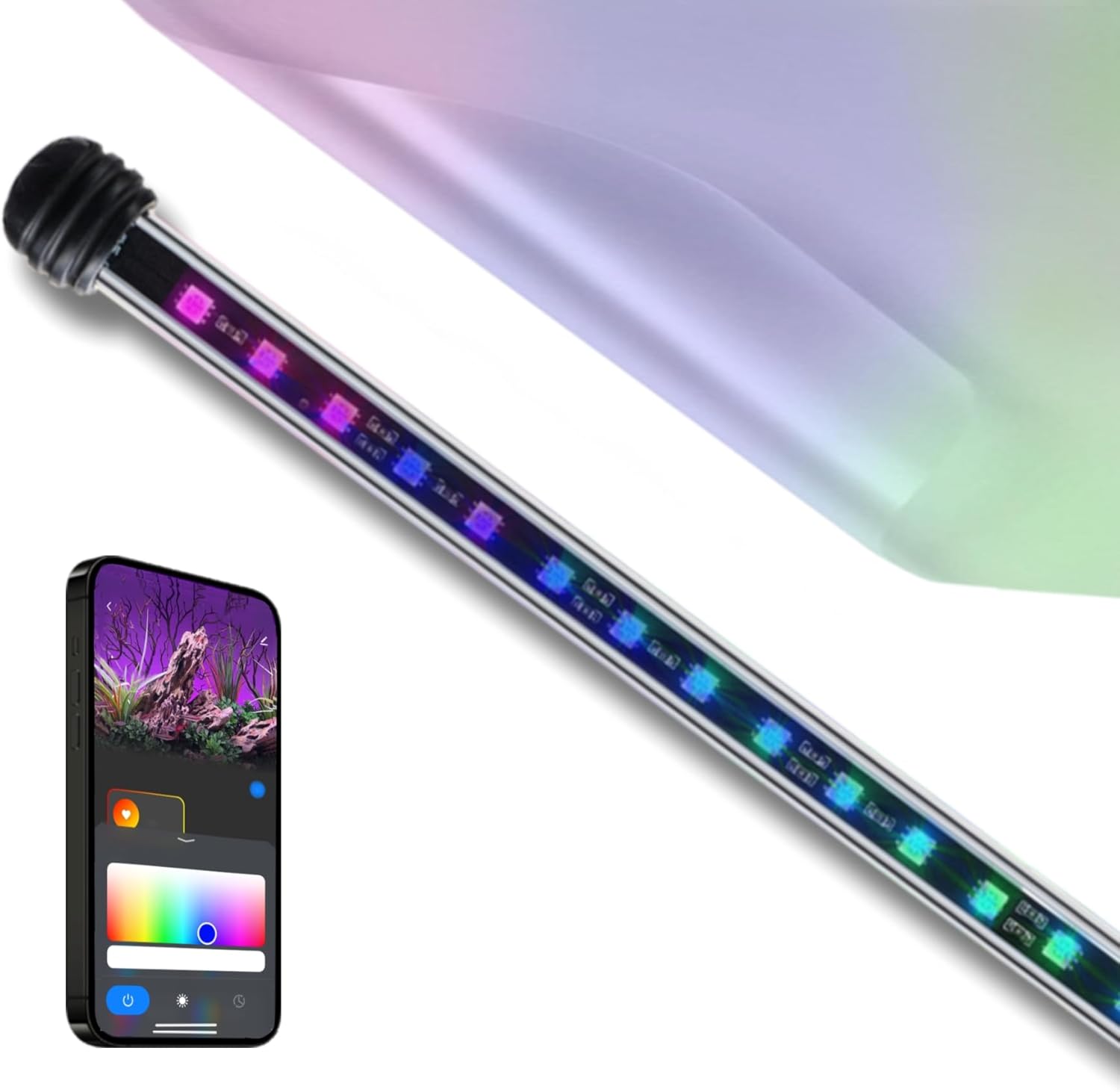 ColorCast Smart LED Aquarium Background Light Kit with Frosted Background Film | Smartphone and Voice Control | 24/7 Timers | Alexa and Google Home | for Aquariums, Terrariums and Vivariums | 18"-32"