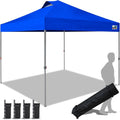 Eurmax USA NOMATTER ONE-Person Open&Close 10x10ft Pop Up Canopy Tent，Portable Shelter Canopy for Outdoor Events，Instant Canopies, Temporary Sunshade,Bonus 4 Sand Bags(Blue)
