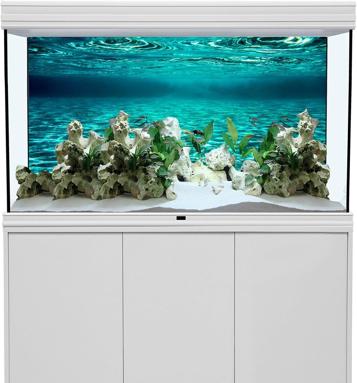 YongFoto Fish Tank Background 72x24 inch Turquoise Clear Water Ripple Lakebed Undersea Ocean Floor Underwater Seabed Polyester Backdrop Reptile Habitat Terrarium Aquarium Background