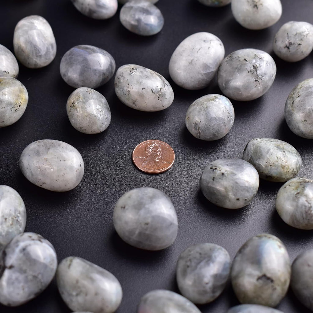 Polished Stone Set Labradorite Crystals, 0.8" Handpicked Tumbled Gemstones Rocks, Pebbles for Reiki, Chakra, Healing, Home Decor