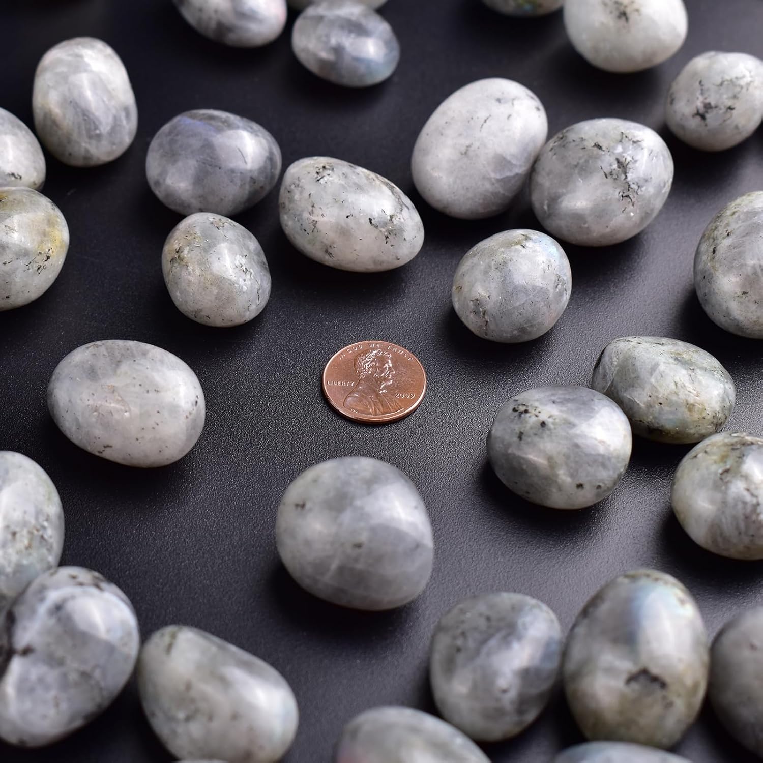Polished Stone Set Labradorite Crystals, 0.8" Handpicked Tumbled Gemstones Rocks, Pebbles for Reiki, Chakra, Healing, Home Decor