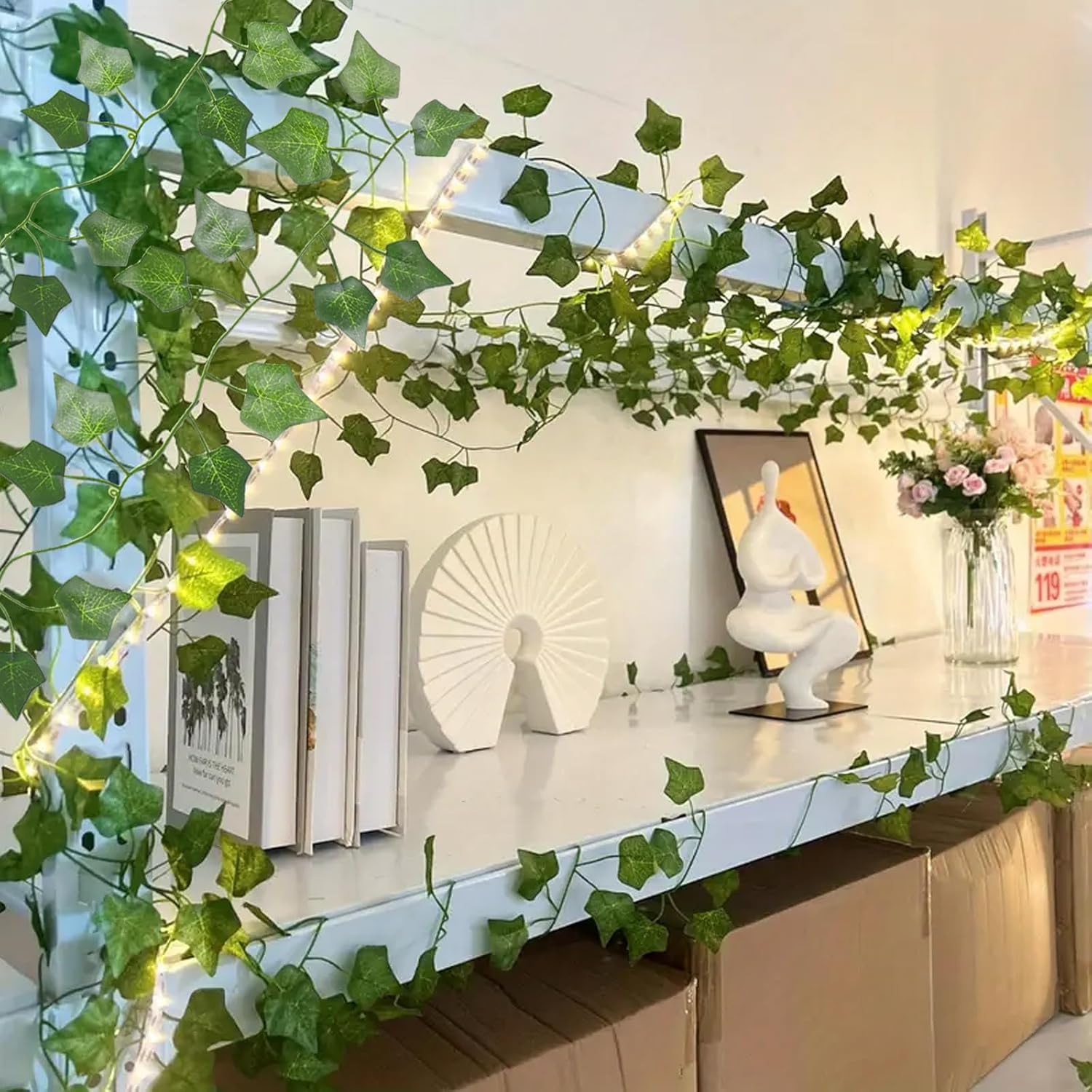 RECUTMS Fake Vines for Room Decor 86 FT Artificial Ivy Garland Hanging Plants Faux Greenery Leaves Bedroom Decor Aesthetic for Wall Wedding Party Home Garden Office Patio Outdoor Decoration(12 Pack)