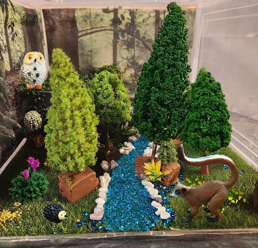 42Pcs Diorama Supplies Kit, Model Trees, Miniature Palm Trees, Architecture Tree, Decorative Sand, Stone, Grass, Moss Stick,Scenery Basing Material Kit for DIY Craft, Model Train Scenery
