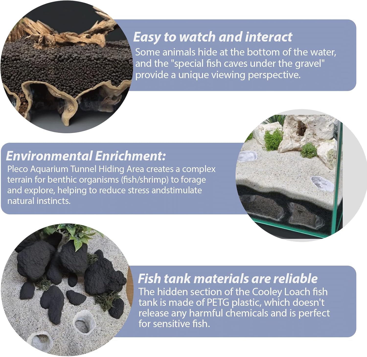 Aquarium Decor, Natural Curve Under Gravel Tunnel Cave, Fish Cave for Aquarium, 3D Printed Fish Tank Tunnel Decor for Betta, Guppy, Shrimp, Cory, Small Cichlid (Small)