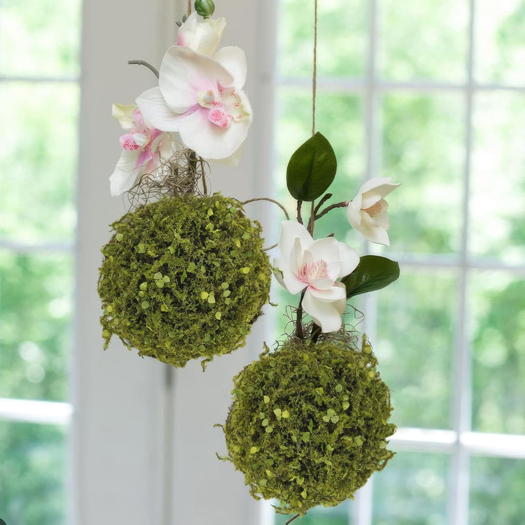 4 Pcs Artificial Greenery Balls 5" Fake Moss Balls Decorative for Bowls Filler Artificial Plant Topiary Ball Green Grass Decorative Balls for Vase Bowl Fillers Tabel Centerpiece Decor
