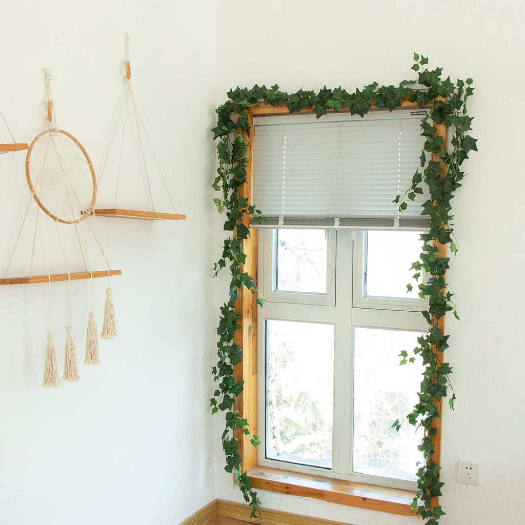 3Pcs Artificial Greenery Ivy Vines Kit, 6FT Odorless Silk Ivy Garland, Green Leaves Fake Hanging Plants, for Boho Decor, Home, Classroom, Wall, Party and Wedding Decoration