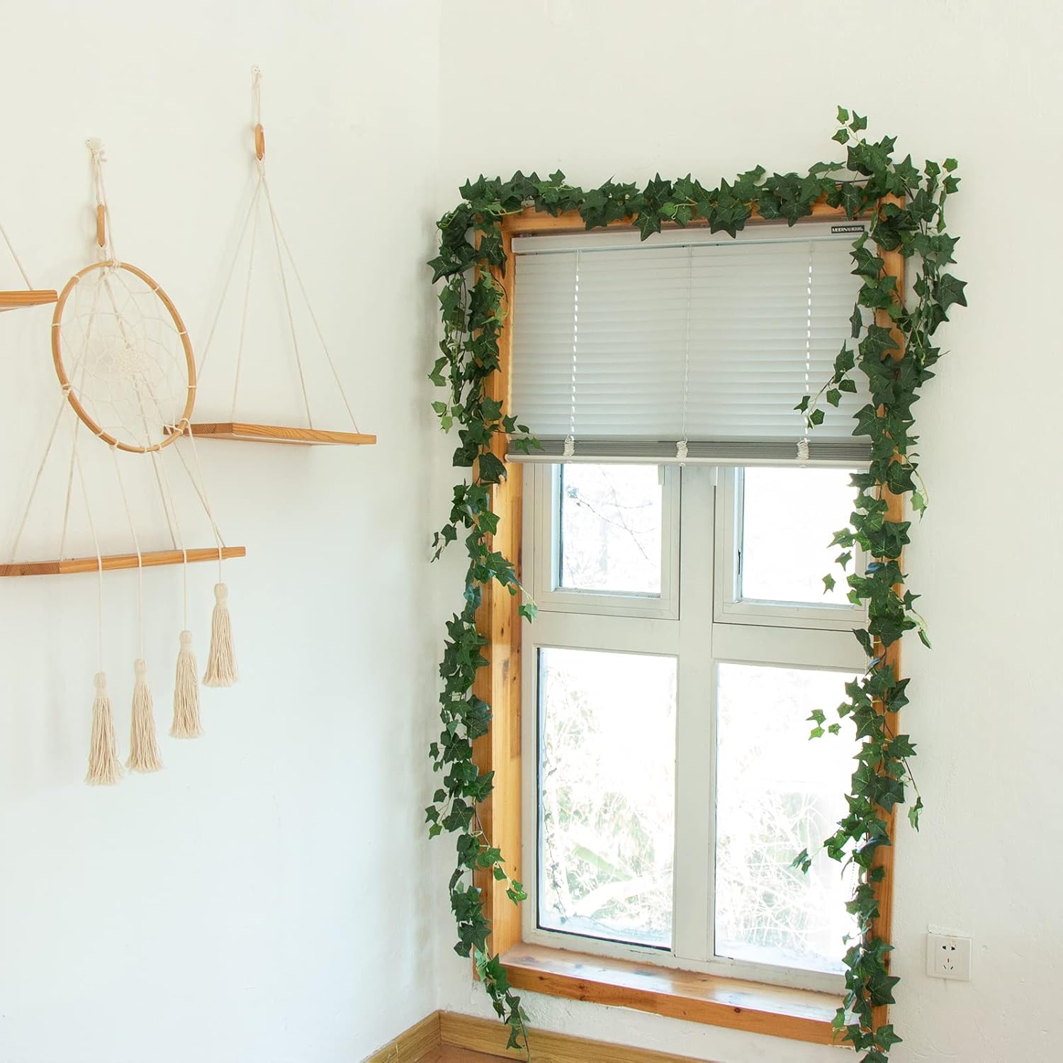 3Pcs Artificial Greenery Ivy Vines Kit, 6FT Odorless Silk Ivy Garland, Green Leaves Fake Hanging Plants, for Boho Decor, Home, Classroom, Wall, Party and Wedding Decoration