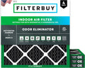 Filterbuy 25x25x1 Air Filter MERV 8 Odor & Allergy Defense with Activated Carbon (4-Pack), Electrostatic Pleated HVAC AC Furnace Filters Replacement, Made in USA (Actual Size: 24.50 x 24.50 x 0.75)