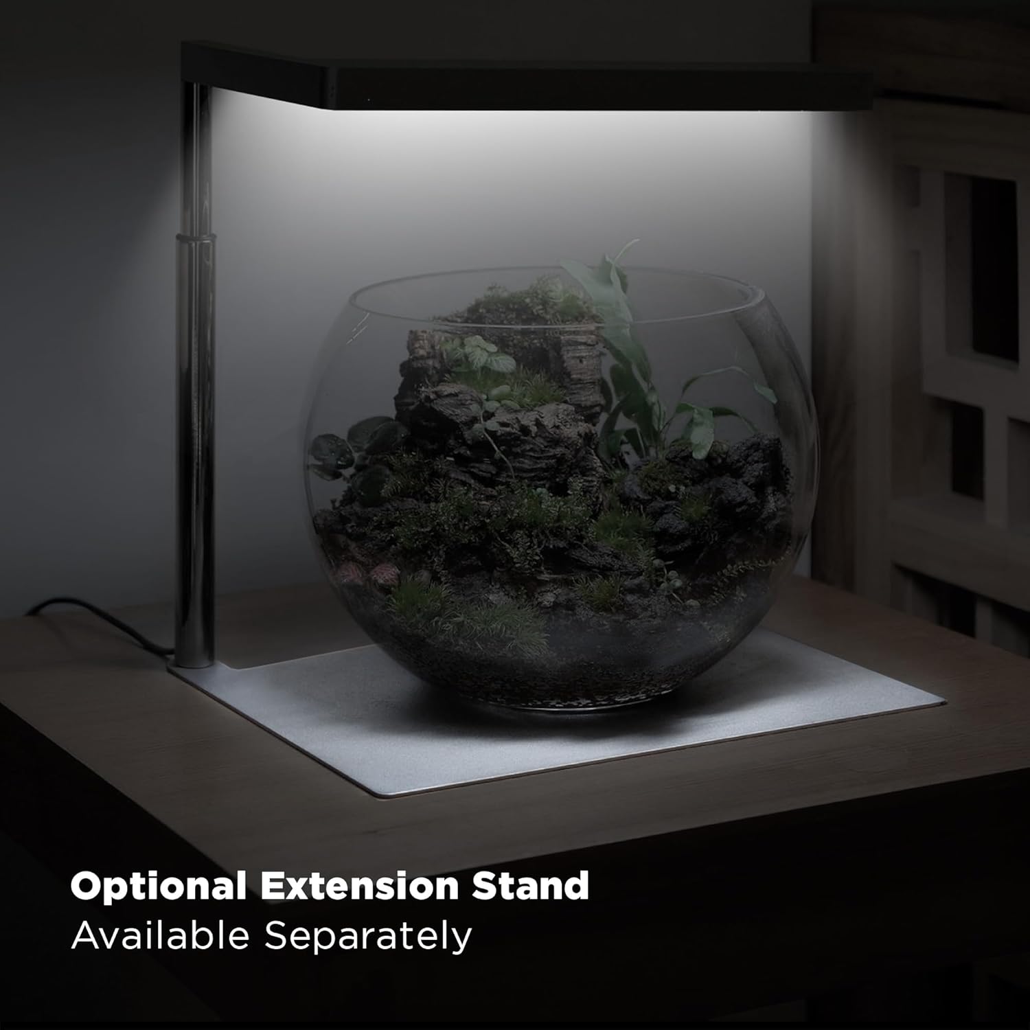 ONF Flat Nano 15W Full Spectrum Aquarium Light, 4 Level Dimmable Plant Light, IP54 Waterproof Freshwater Use Only, Suitable for 2-9 Gallon Rimless Fish Tanks, Terrariums, & Potted Plants, Silver