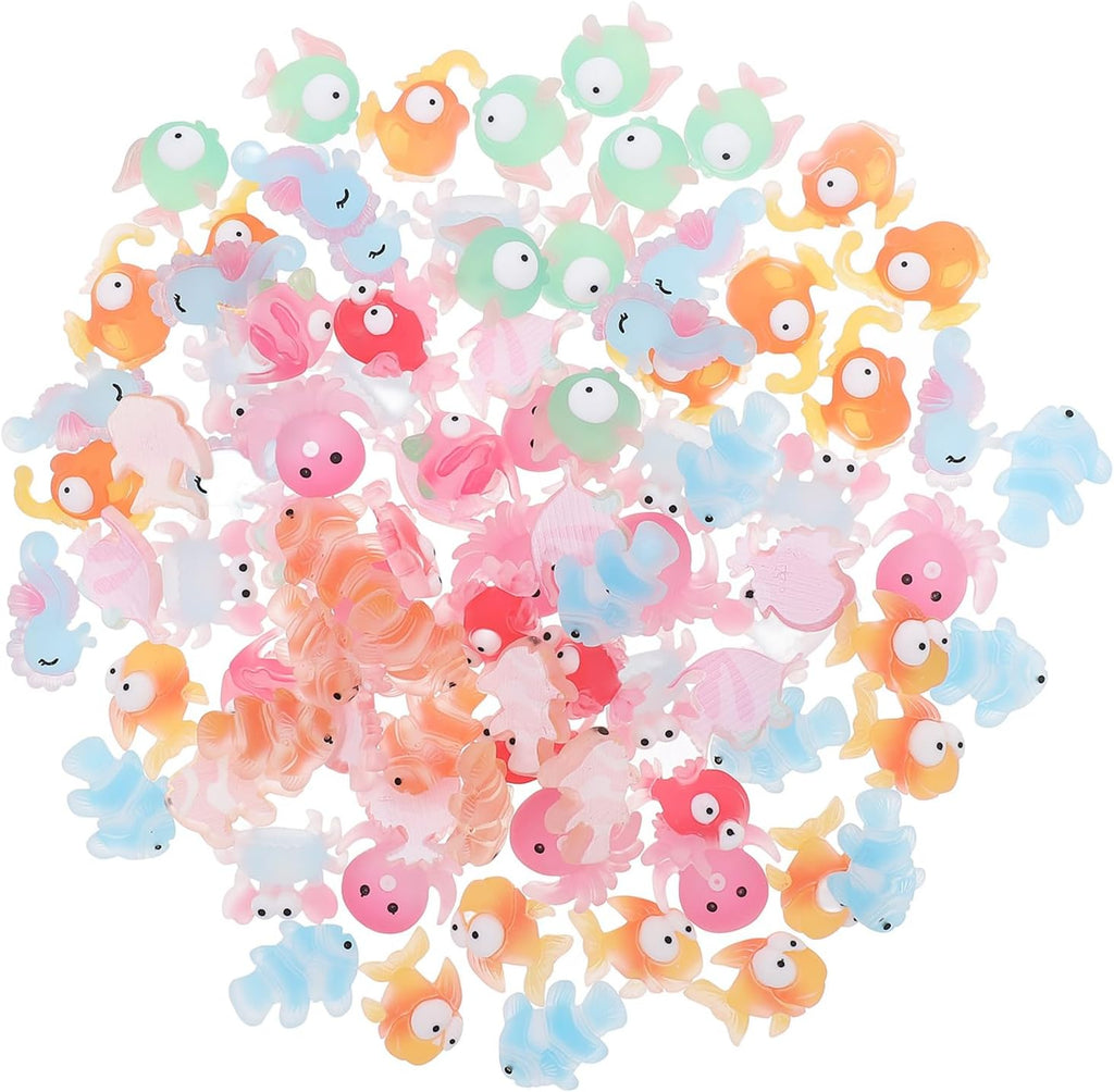LOGOFUN 200pcs Mini Resin Ocean Animal Figurines Sea Creatures Aquarium Decor Micro Landscape Fairy Garden Accessories