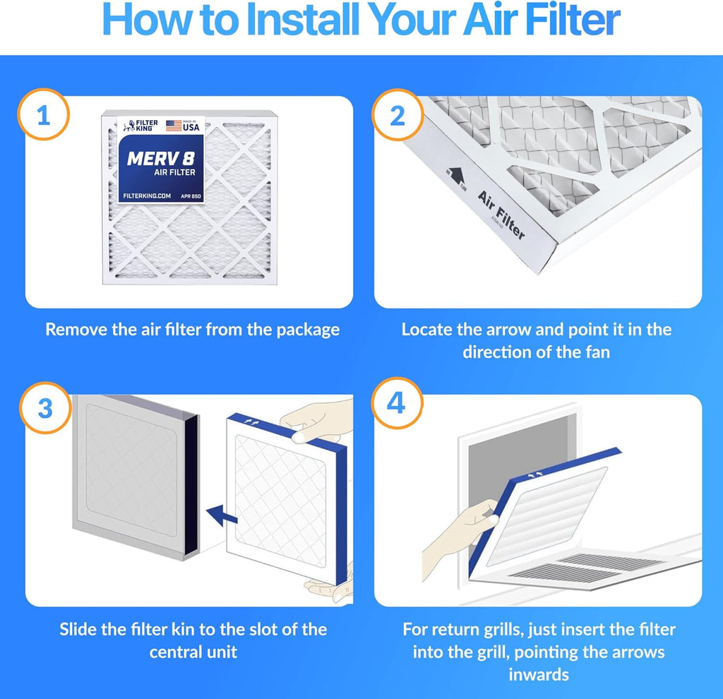 Filter King 9x11x1 Air Filter | 6-PACK | MERV 13 HVAC Pleated A/C Furnace Filters | MADE IN USA | Actual Size: 9 x 11 x .75"
