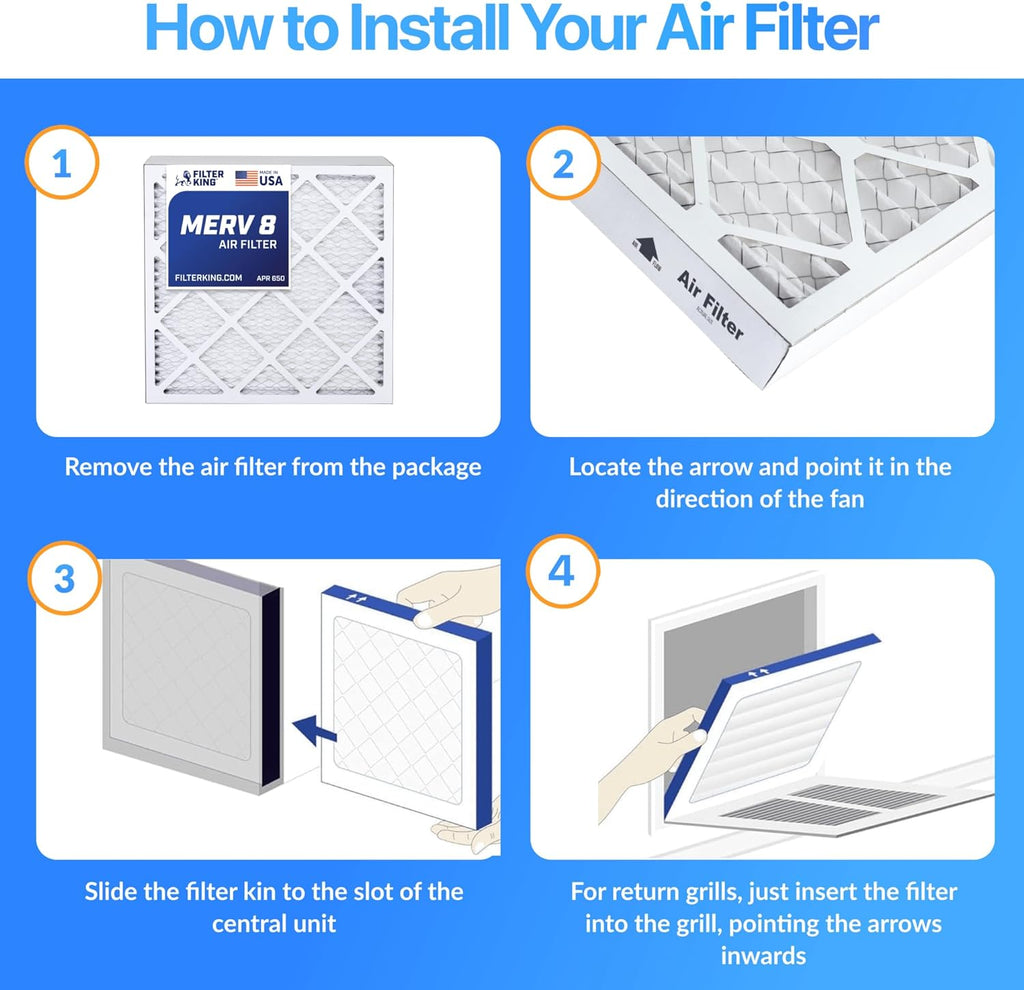 Filter King 9x11x1 Air Filter | 4-PACK | MERV 13 HVAC Pleated A/C Furnace Filters | MADE IN USA | Actual Size: 9 x 11 x .75"