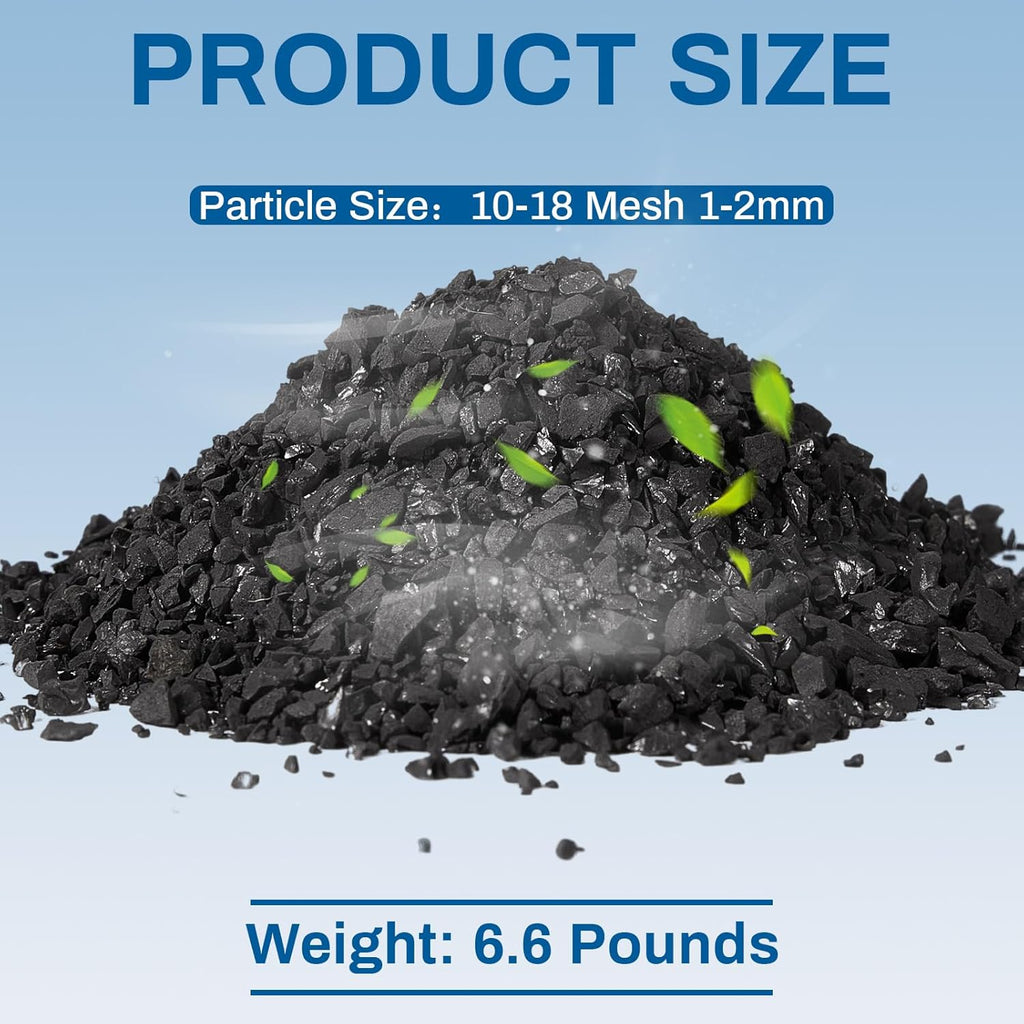 Timgle Bulk Water Air Filter Activated Charcoal Coconut Hull Granular Activated Carbon 10-18 Mesh Water Distiller Charcoal Filters Media for Filtration(6.6 Lbs)