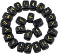 rockcloud Black Obsidian Rune Stones Tumbled Engraved Lettering Crystal Set for Wicca Crystals Healing Chakra Reiki