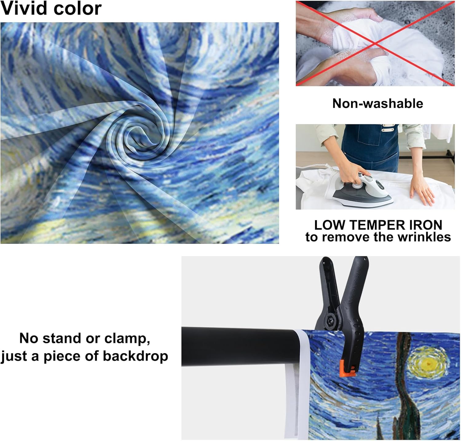 Baocicco 12x8ft Vincent Van Gogh Artwork Starry Sky Backdrop Famous Post-Impressionism Oil Painting Photography Background Wallpaper Decoration Birthday Party Baby Shower Wedding Photo Studio Props