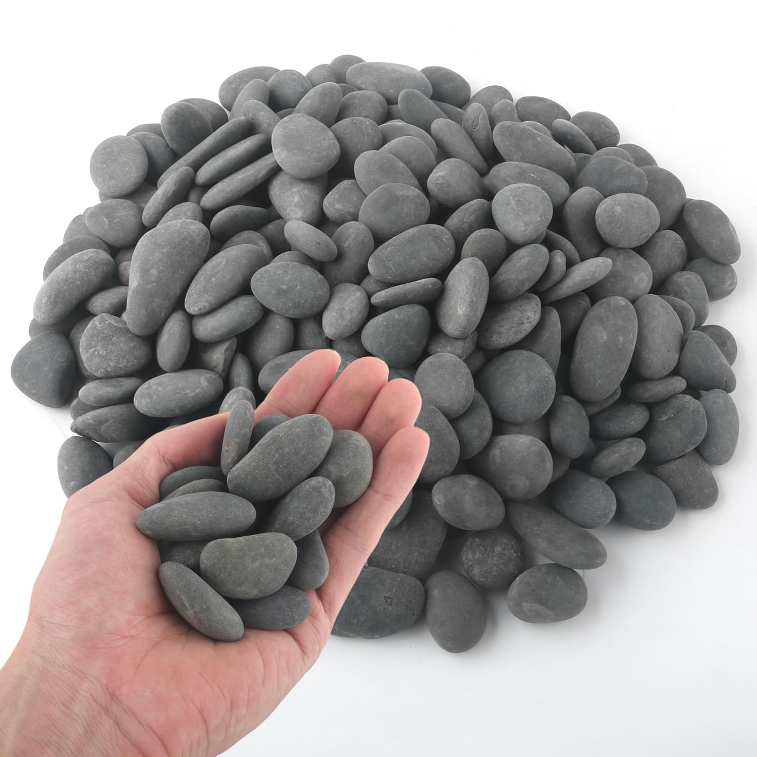 5 lbs Mexican Beach Pebbles, 0.4-1 Inch Natural River Rocks for Indoor Plants Vase Fish Tank Aquarium Fountain, Decorative Stone for Landscaping Garden Paving Walkways Backyard, Grey