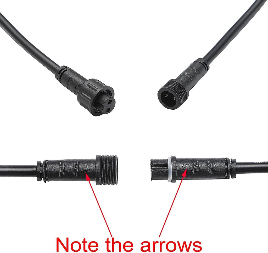 Sumaote 3.28ft 1m 2Pin Extension Cable Wire 22AWG with Male and Female Connectors at Both Ends IP67 Waterproof for Sumaote Single Color LED Deck Lights, Pack of 5