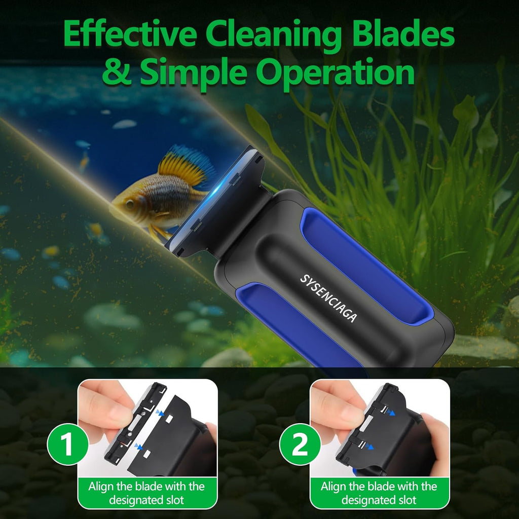 Aquarium Magnet Glass Cleaner, Double-Sided Detachable & Floating Algae Scraper for 0.4-1.0 Inch Fish Tank Glass Cleaning, No Scratches (L)