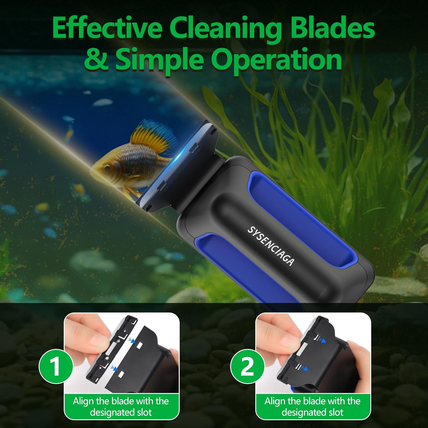 Aquarium Magnet Glass Cleaner, Double-Sided Detachable & Floating Algae Scraper for 0.2-0.4 Inch Fish Tank Glass Cleaning, No Scratches（S）