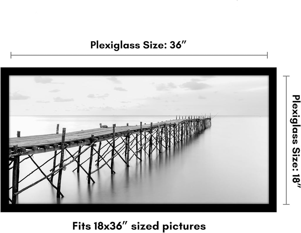 Americanflat 18x36 Picture Frame with Polished Plexiglass - Black Picture Frame - Wide Photo Frames Made of Engineered Wood for Vertical or Horizontal Wall Display - Epic Collection - Black