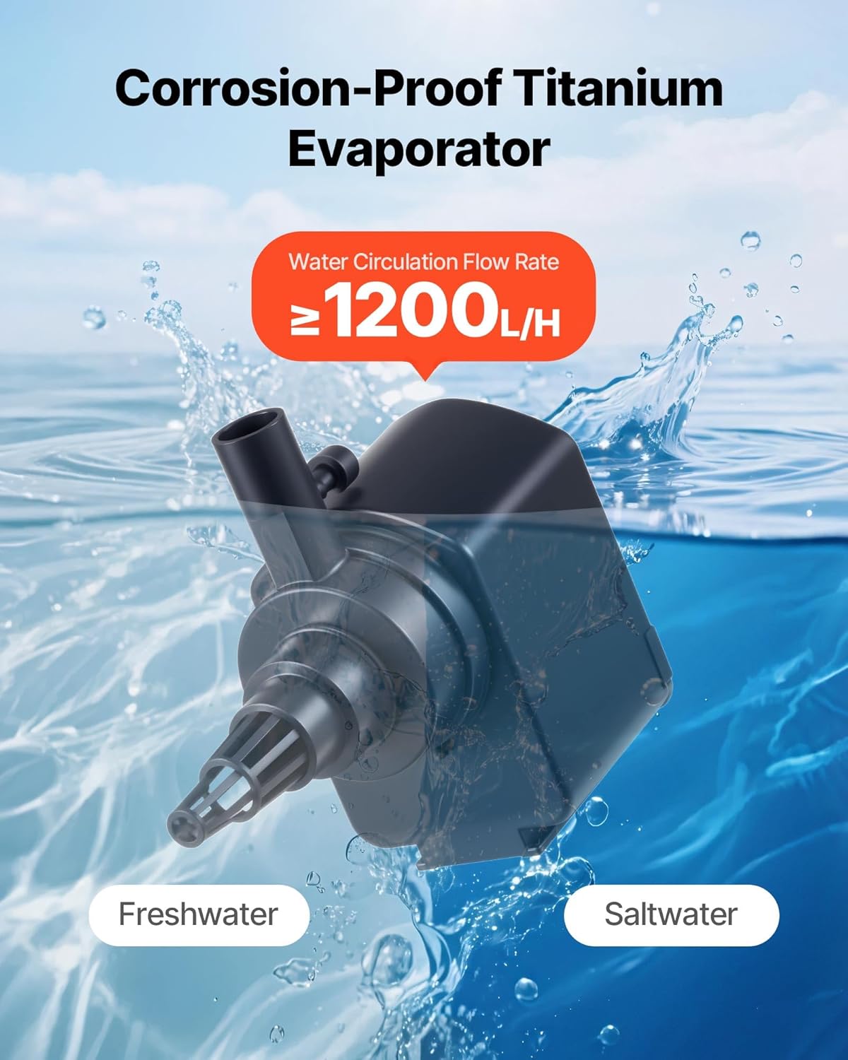 VEVOR Aquarium Chiller 52 Gallon, 1/10 HP Water Chiller for Hydroponics, Fast Cooling for Fish Tank,Axolotl,Coral Reef,Quiet Refrigeration Compressor, Titanium Evaporator,Complete Fittings