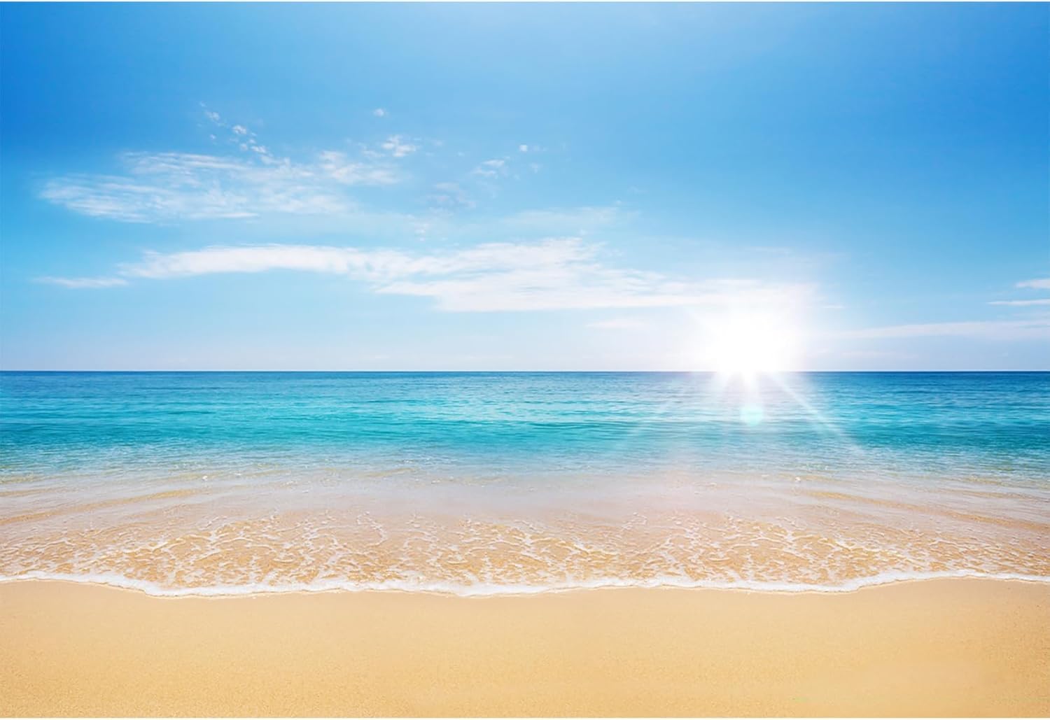 AOFOTO 12x8ft Summer Beach Photography Backdrop Sea Waves Background Blue Sky Clouds Sunlight Hawaiian Luau Adult Lovers Artistic Portrait Wedding Travel Vacation Photo Studio Props Vinyl Wallpaper
