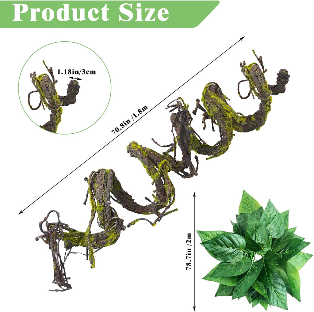 VCEPJH Medium Reptile Vines Thick Terrarium Plants 118 Inches Long Flexible Climbing Branch Lizard Tank Accessories Greenery Habitat Decor for Bearded Dragon Chameleon Gecko Frog Snake (M)
