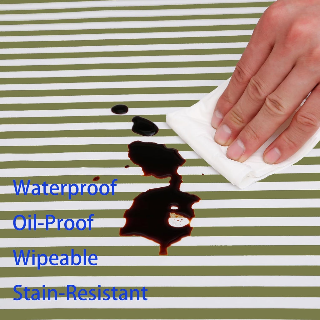 Walrus Heavy Duty Vinyl Tablecloth with Flannel Backing Waterproof Oil-Proof Plastic Table Cloth Stain-Resistant Wipeable Rectangle or Square Table Cover for Indoor and Outdoor (Stripe, 60X84 Inch)