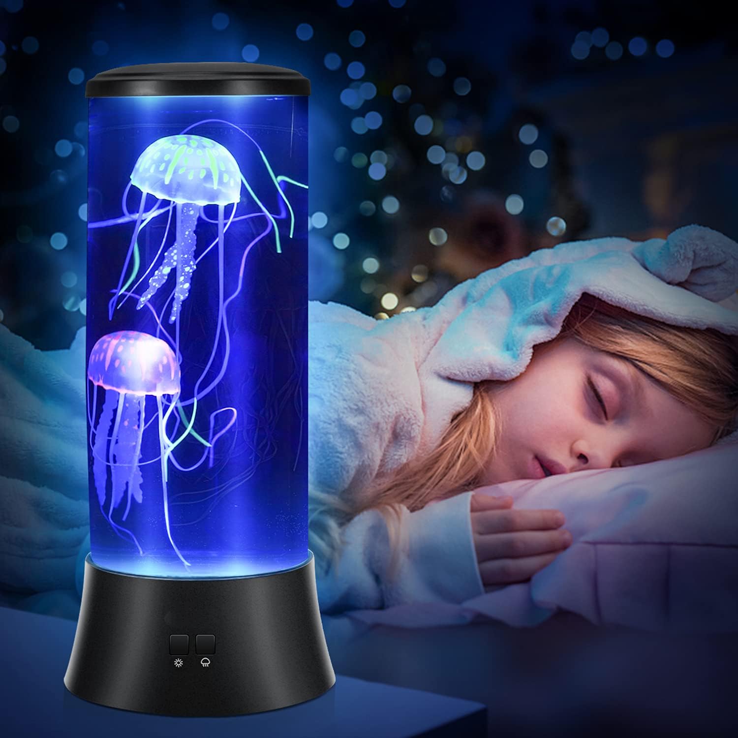 Meloki Floating Jellyfish Lamp - Electric Jelly Fish Light Lamp with Auto Color Changing, Ultra-Quiet Water Pump, Holiday Gift for Kids Men Women, Home Room Mood Decor