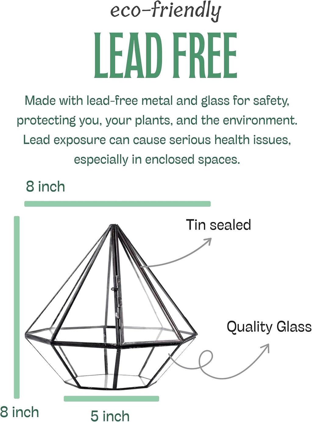 KraftStories Clear Glass Terrarium with Door | Diamond Design Container | Ideal Planter for Moss and Indoor Plants | Maintains Humidity | Self-Sustaining Indoor Garden Ecosystem (Terrarium Only)