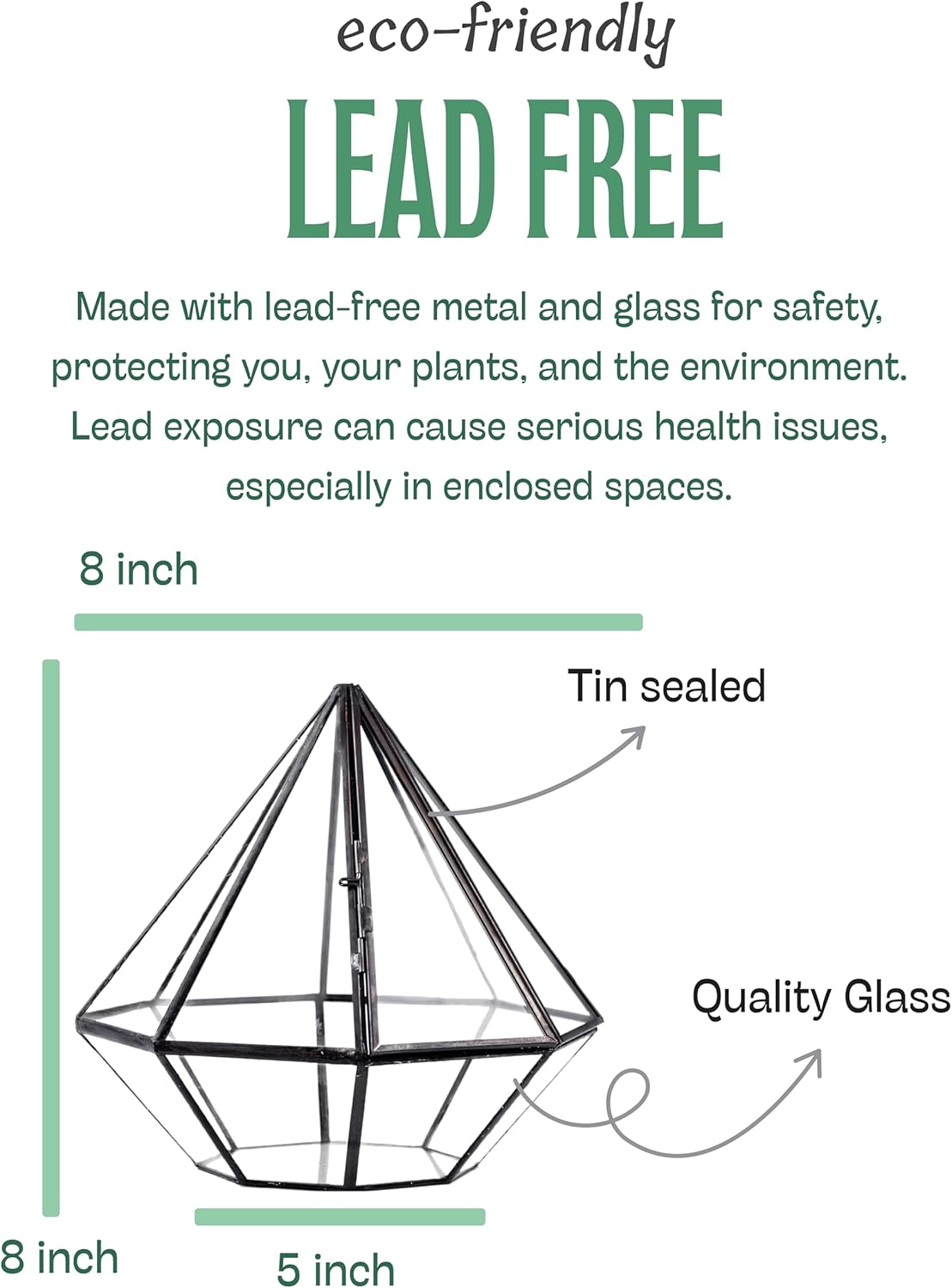 KraftStories Clear Glass Terrarium with Door | Diamond Design Container | Ideal Planter for Moss and Indoor Plants | Maintains Humidity | Self-Sustaining Indoor Garden Ecosystem (Terrarium Only)