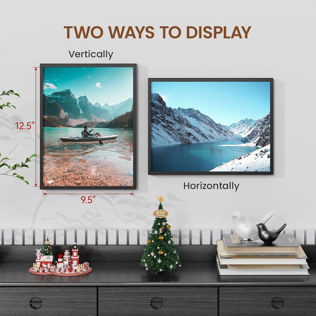 Heimlove 10x13 Metal Picture Frame,Black Aluminum Photo Frames-Real Tempered Glass,Wall Gallery Poster Puzzles Artwork frame Mounting Horizontally or Vertically Decor for Wall-1Pack