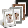 4x6 Picture Frame Set of 4, Made of Real Glass and Multicolour Frame, 4 by 6 Photo for Wall or Tabletop - Display Picture 3.5x5 with Mat or 4x6 Without Mat