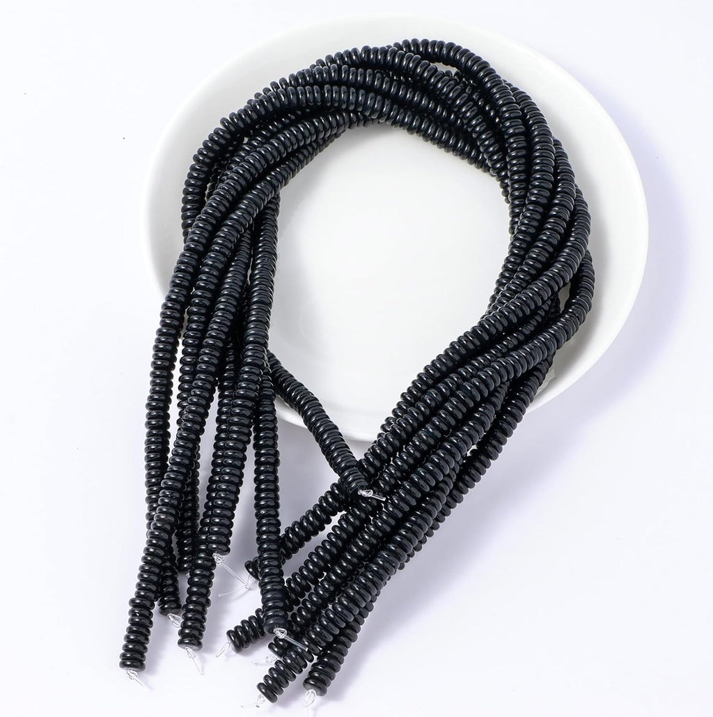 Natural Black Onyx Agate Disk Stone Spacer Beads 6x2mm 38cm/str Flat Rondelle Loose Semi Gemstone Caps for Making Bracelets Necklace