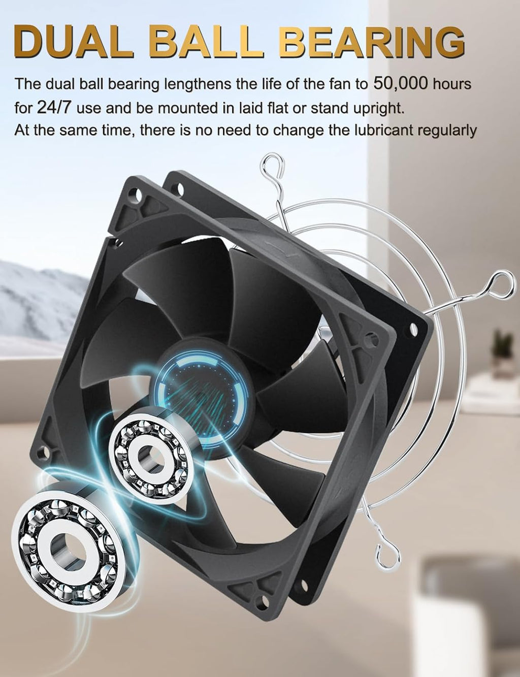 EC Cooling Fan 110V 115V 120V 220V 240V 92mm X 25mm AC High Speed Dual Ball Bearing for Receiver PS4 Cabinet Xbox Greenhouse Cooling