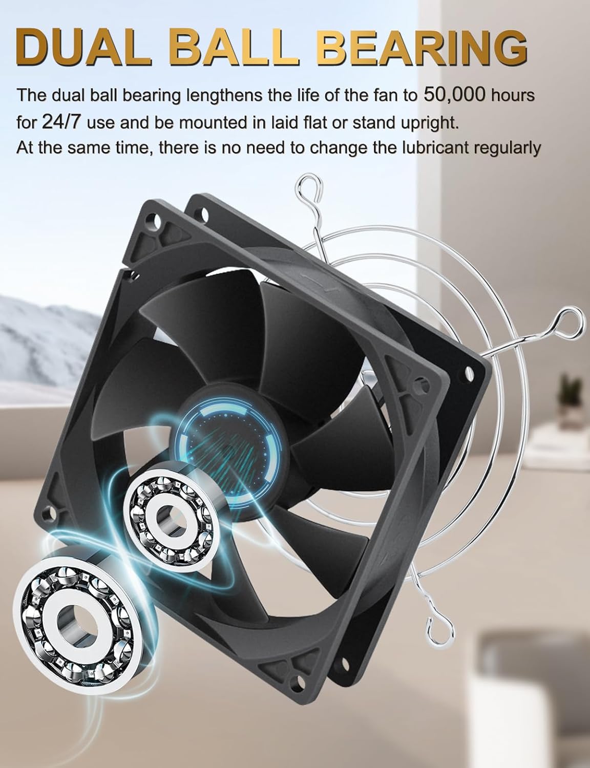 EC Cooling Fan 110V 115V 120V 220V 240V 92mm X 25mm AC High Speed Dual Ball Bearing for Receiver PS4 Cabinet Xbox Greenhouse Cooling