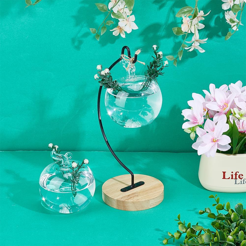 4pcs Glass Hanging Planter Air Fern Holder Hanging Hydroponic Vases with Jute Rope Terrarium Plants Hanger Vase Succulent Planter Terrariums for Moss Air Plants Christmas Decor (Apple)