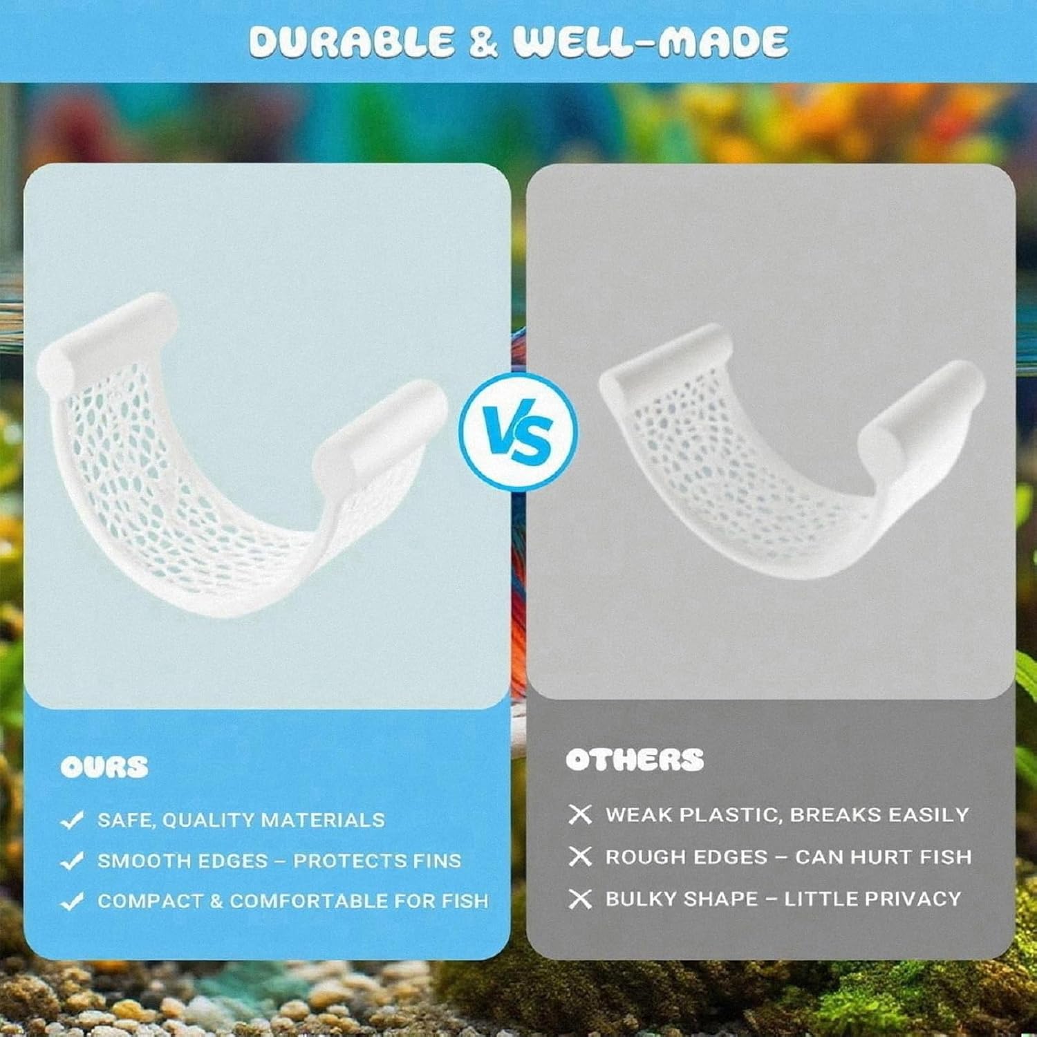 White Floating Betta Fish Hammock – Minimalist Rest Platform & Floating Bed – Betta Tank Accessories for Small Aquariums, Nano Tanks & Shrimp – Clean Aquarium Perch Ledge for Bettas & Small Fish
