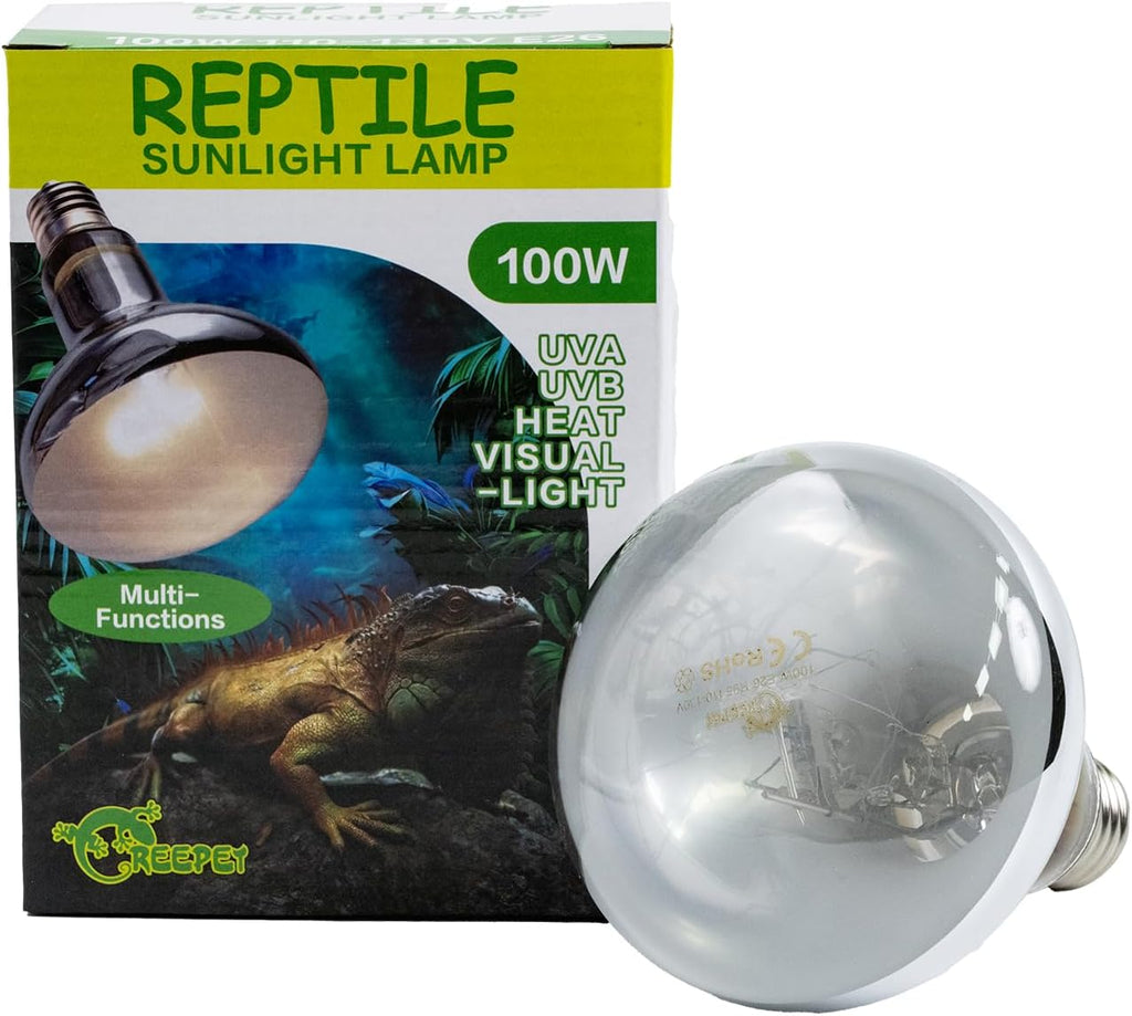 100W Heat UVA UVB Reptile Light, Full Spectrum Self-Ballasted Vapor Basking Sunlight Bulb for Reptile and Amphibian Use E26 1 Pack