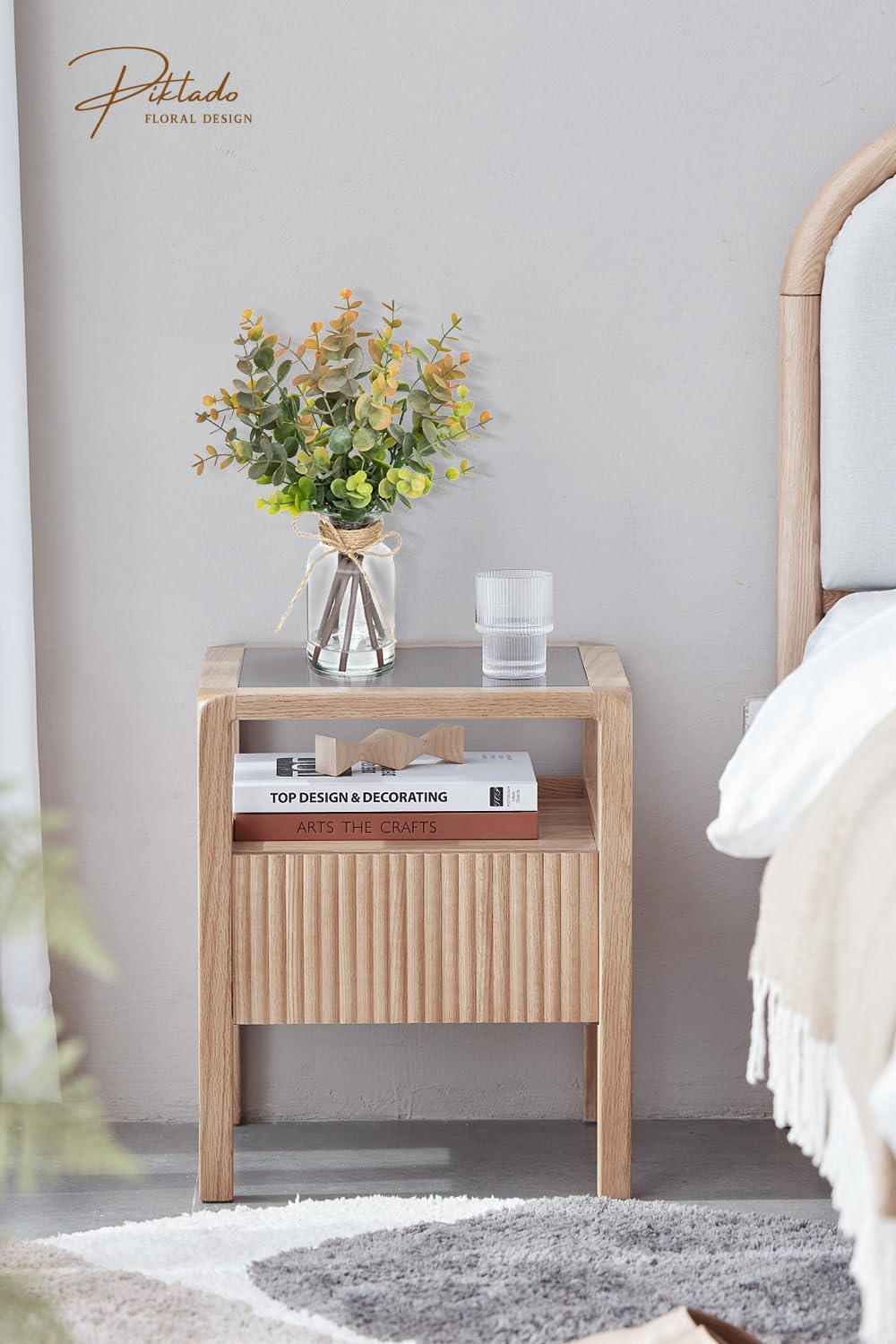 Artificial Eucalyptus Stems in Vase with Faux Water,Fake Plants for Bathroom,Coffee Table,Green Leaves for Centerpiece,Faux Greenery Plants Decorations.(Eucalyptus-Greyish Orange)