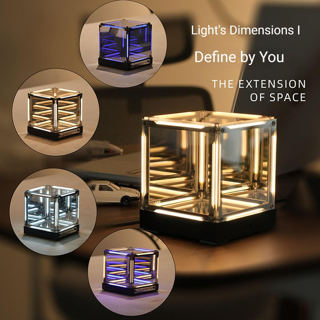 Infinite Space Abyss Lamp, Creative 4D Infinite Space Abyss Night Light with Touch Dimming, Rechargeable LED Hyper Cube Night Light for Gaming Setup Futuristic Room Décor (X Stepless dimming)