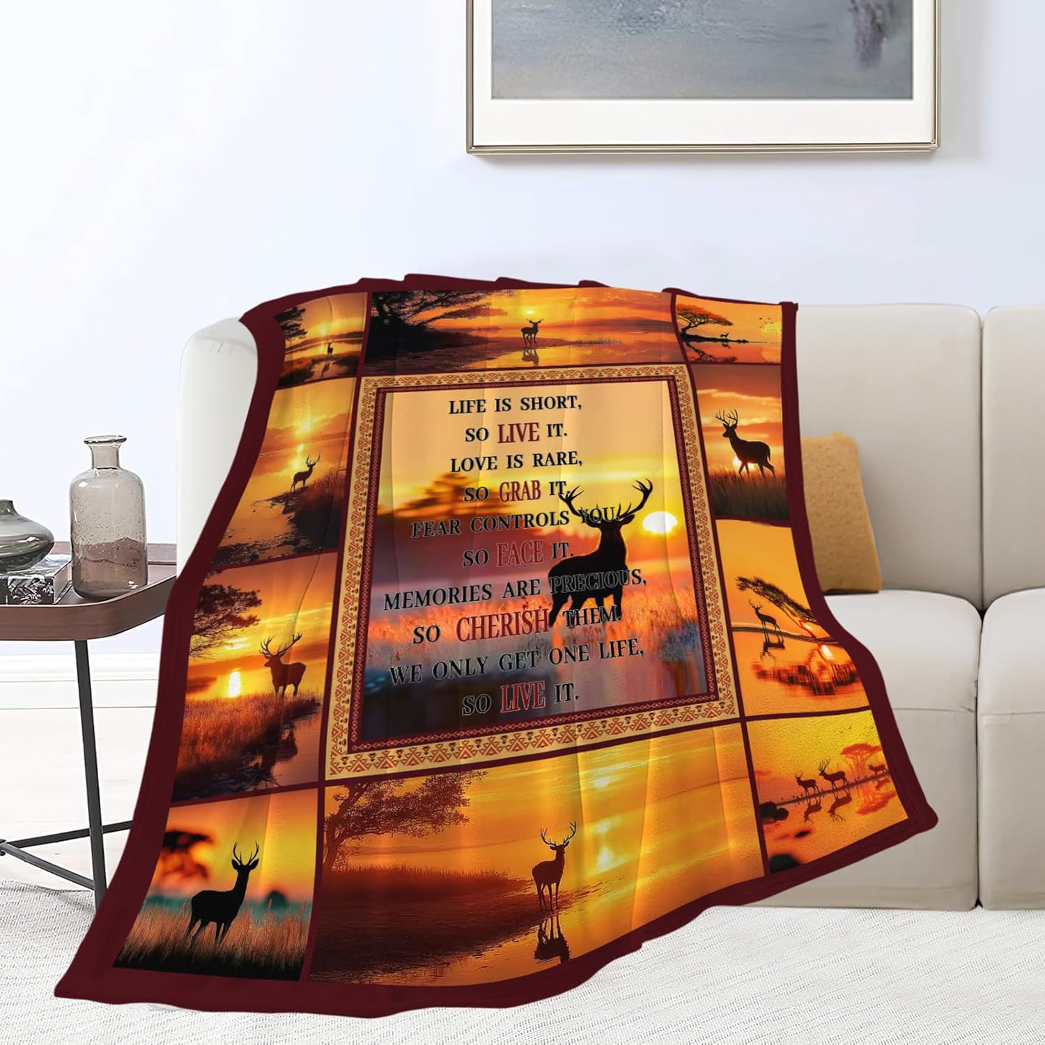Deer Throw Blanket Deer Elk Stuff Gifts for Kids Girls Boys Adults Women Men Soft Cozy Warm Plush Fluffy Fuzzy Fleece Blanket Decor 50''X60''