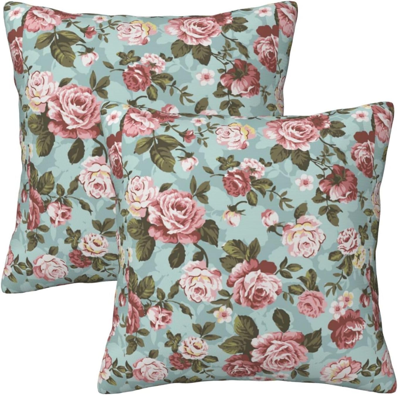 Blush Pink Rose Throw Pillow Covers Set of 2 Ultra-Soft All-Season Pillow Shams with Hidden Zipper,Durable for Sofa Bed Car Decor & Gift 18x18IN