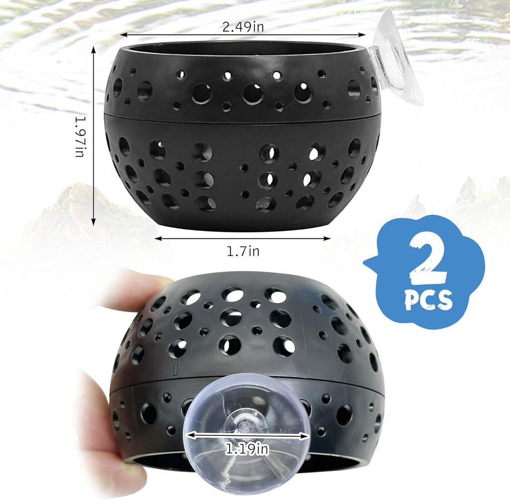 Fhiny Betta Tunnel, 2 PCS Aquarium Fish Hideout with Suction Cup Tank Tunnel Shrimp Cave Aquarium Ornament Fish Tank Accessories for Shrimp Betta Guppy Hiding Resting (Black)