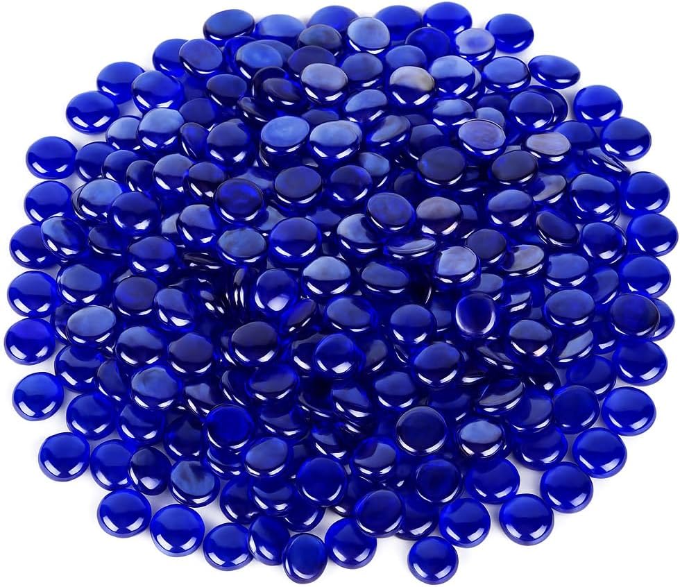 Houseables Glass Beads for Vases, Marbles for Vases, Glass Marbles, Filler, Blue Beads, Flat, Blue Gems, Crafts, Pebbles, Stones, Decorative Rocks, Plants, Florist, Floral, Fishbowl, 25 LBS, 2500PC