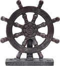 Ship Steering Wheel Boat Sculpture Decor Nautical Rudder Figurine Resin Handicraft Statue Model for Bookshelf Desktop Ornaments Home Decoration