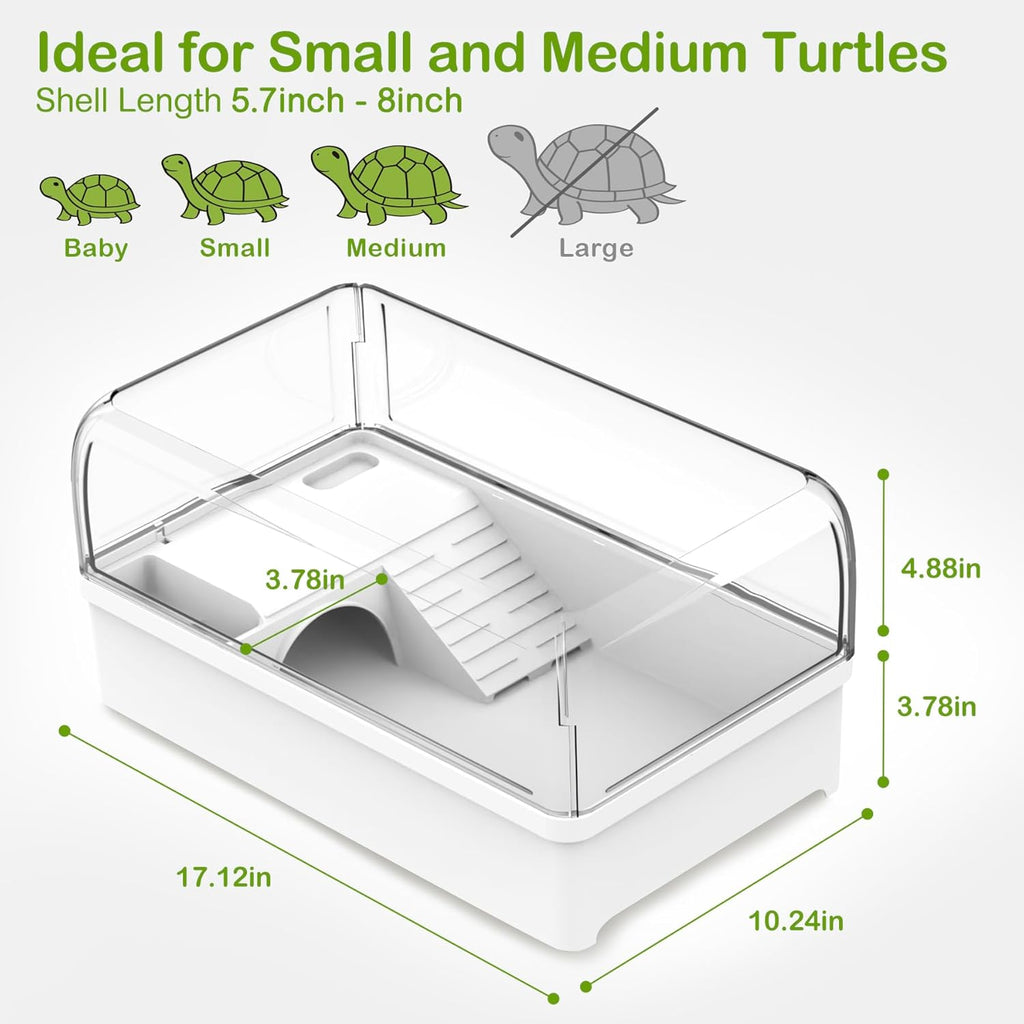 Turtle Tank Habitat Kit,Aquatic Tortoise Enclosure Starter Aquarium with Multi-Function Area and Water Filter, Baby Adult Turtles Tub Complete House,Terrarium for Red Eared Slider Reptile Crab