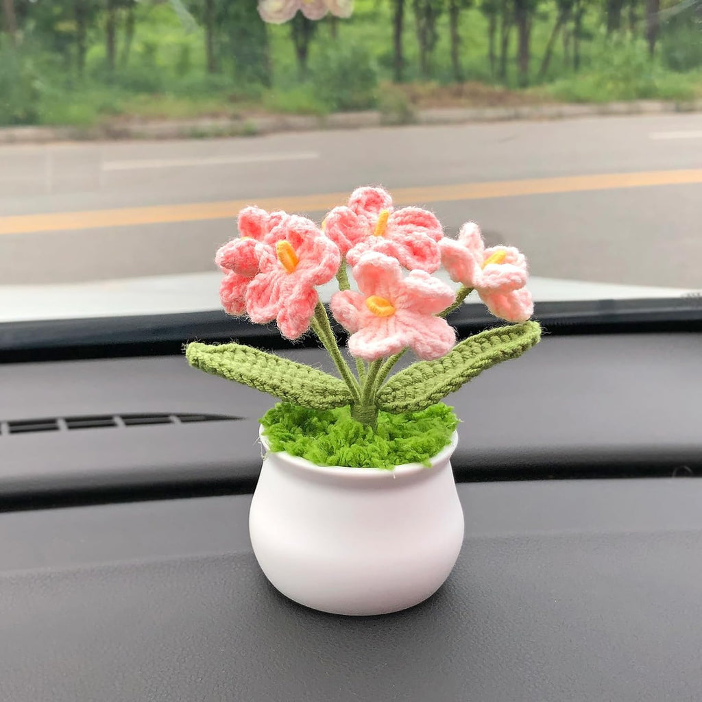 Crochet Flowers Cute Flower, Christmas Birthday Gifts for Women and Coworkers, Thanksgiving, Teacher, Graduation, Valentines, Desk Decor,Home Office Decoration (Pink Gradient Myosotis)